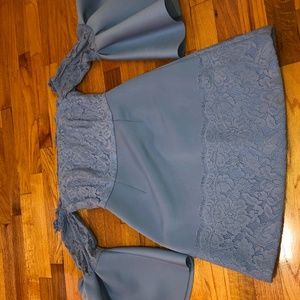 Light blue off the shoulder lace/satin dress